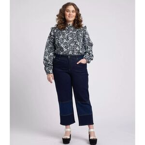 NWT Erdem x Universal Kalina Long Sleeve Floral Ruffle Button Down Shirt 14-16